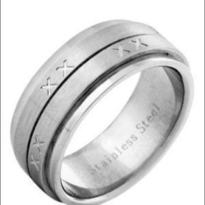 Surgical Stainless Steel XX Spinner Ring Size 7